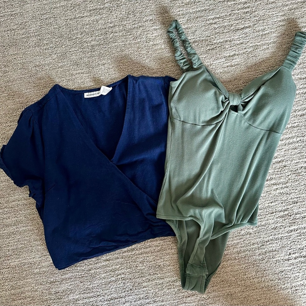 Olive Green Ruched Strap Bodysuit | Unknown Brand